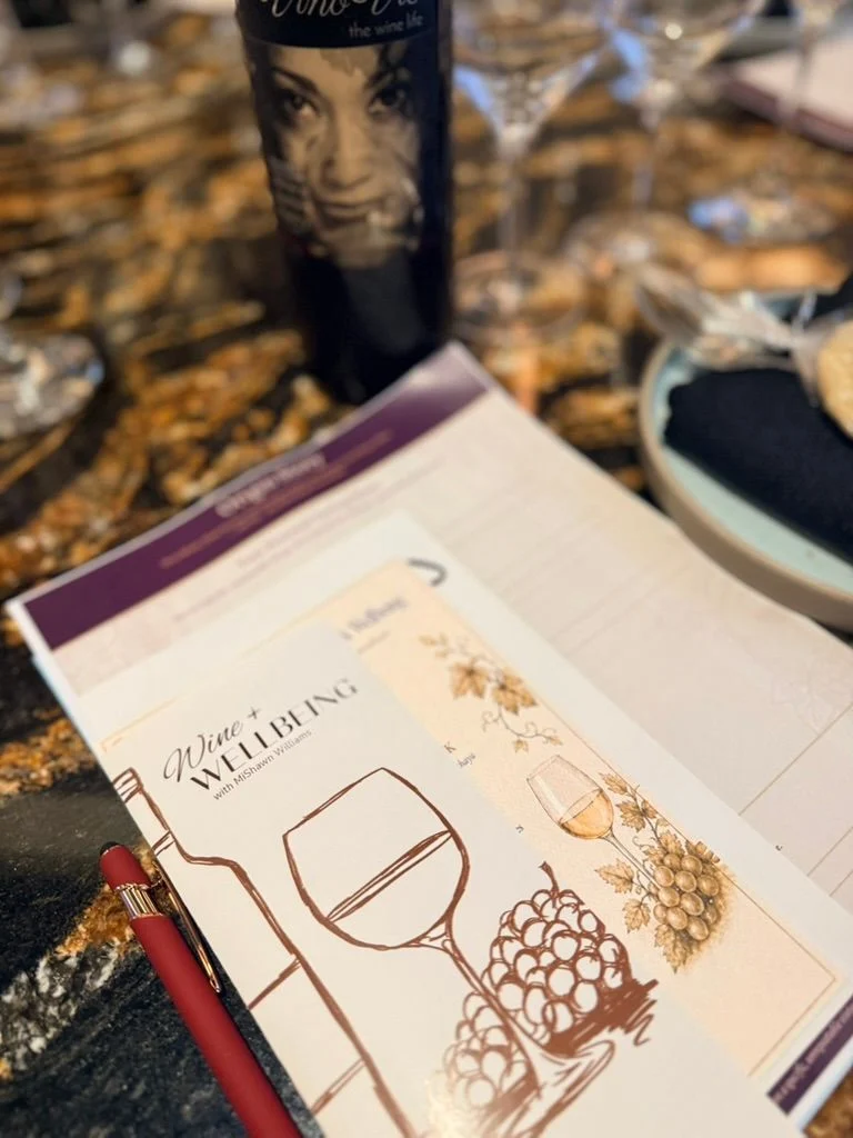 Wine + Wellbeing workbook and wine experience materials